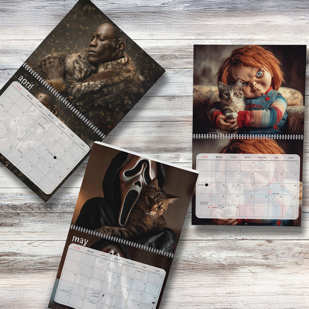 Horror Icons with Cats 2026 Wall Calendar 6 Horror Icons with Cats 2026 Wall Calendar - Image 6