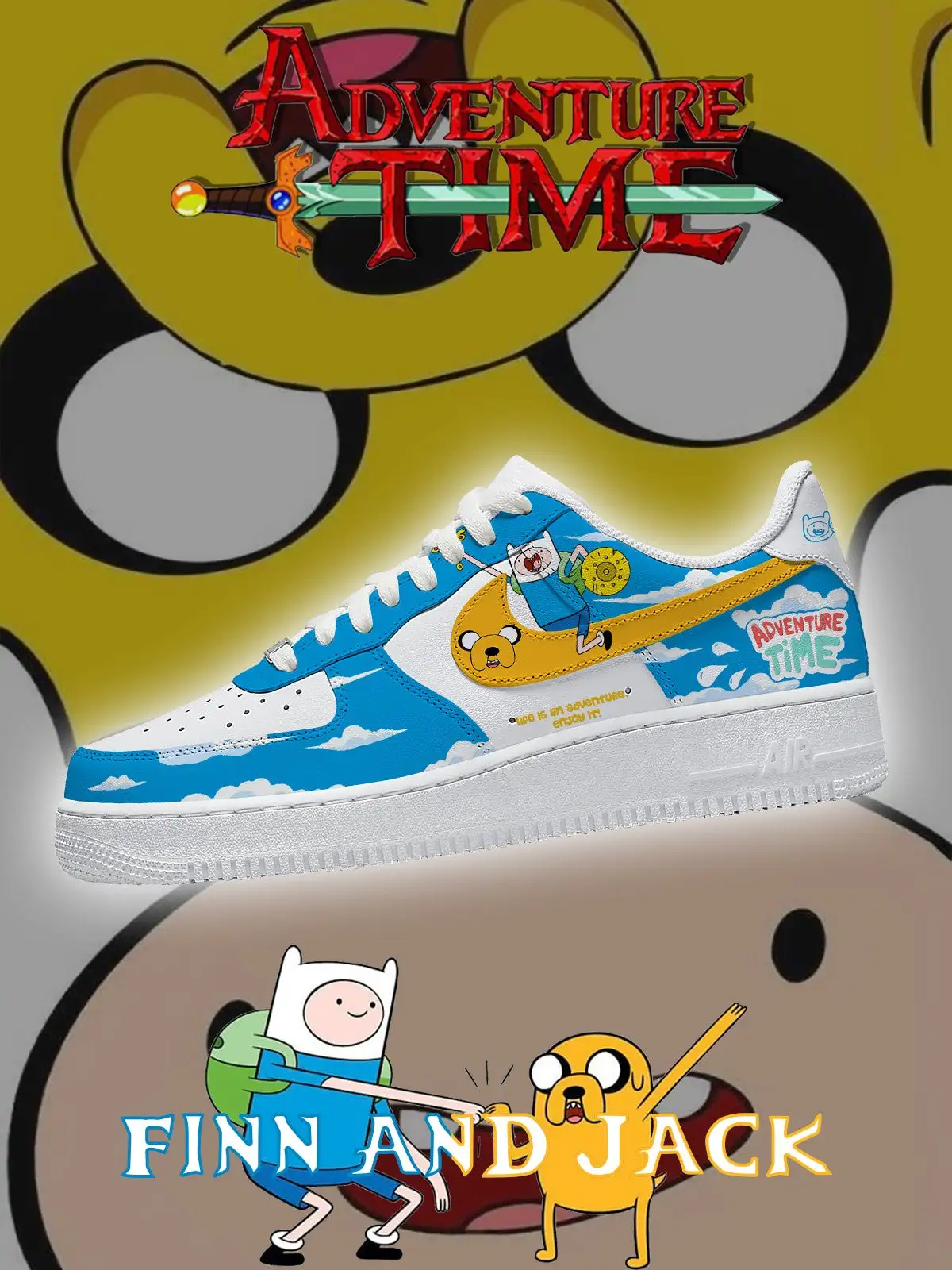 Adventure Time Finn and Jack Air Force 1 Shoes Sneakers 1 Adventure Time Finn and Jack Air Force 1 Shoes Sneakers