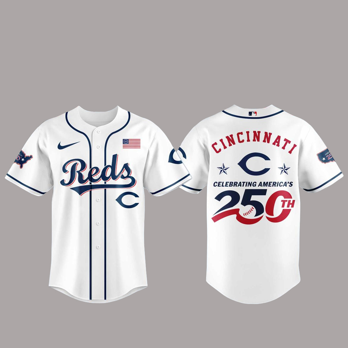 Cincinnati Reds America 250th Anniversary Of USA 2026 Baseball Jersey 1 Cincinnati Reds America 250th Anniversary Of USA 2026 Baseball Jersey