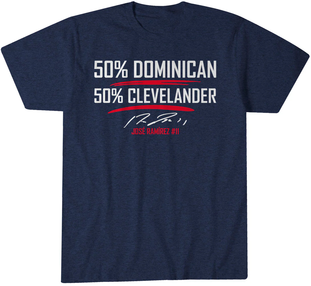 Cleveland Guardians Jose Ramirez 50-50 T-Shirt 1 Cleveland Guardians Jose Ramirez 50-50 T-Shirt
