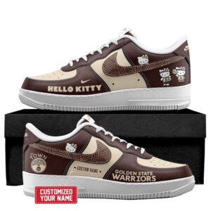 Custom Name Golden State Warriors x Hello Kitty Night The Town Air Force 1 Shoes Sneakers