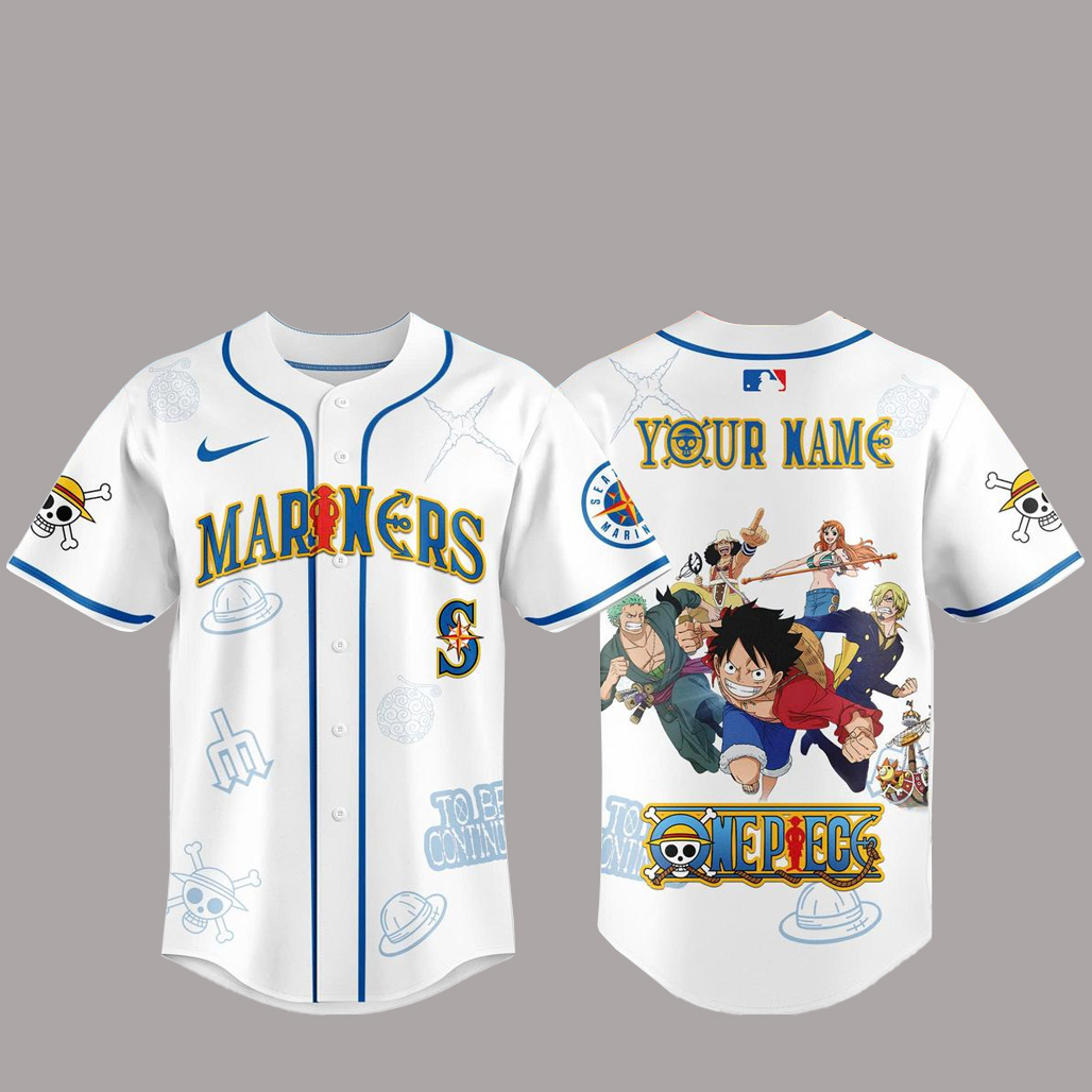 Custom Name Seattle Mariners x One Piece Night 2026 Baseball Jersey Version 1 1 Custom Name Seattle Mariners x One Piece Night 2026 Baseball Jersey Version 1