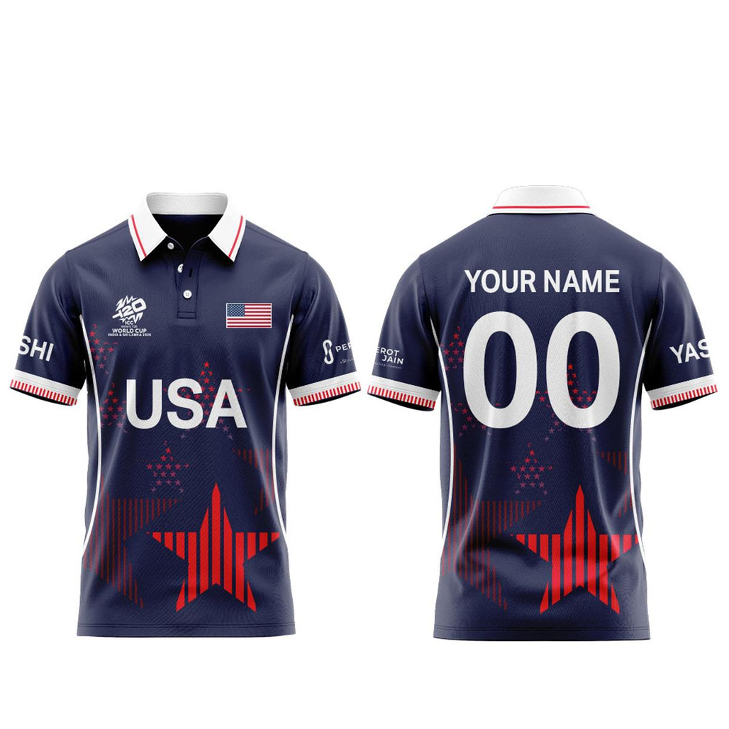 Custom Name abd Number USA Cricket World Cup 2026 Polo Shirt 1 Custom Name abd Number USA Cricket World Cup 2026 Polo Shirt