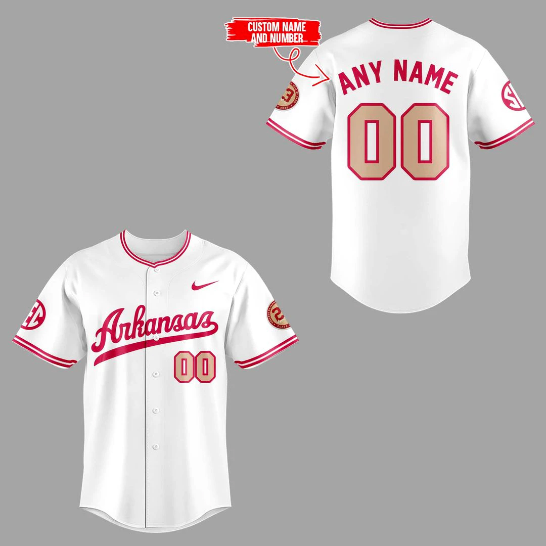 Custom Name and Number Arkansas Razorbacks Throwback Baseball Jersey 1 Custom Name and Number Arkansas Razorbacks Throwback Baseball Jersey