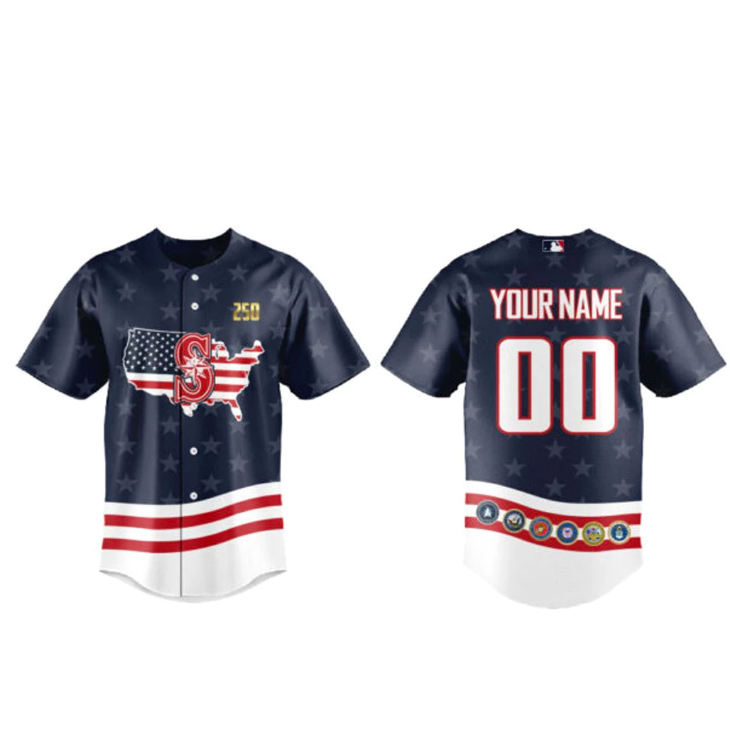 Custom Name and Number Seattle Mariners Military Appreciation 2026 Baseball Jersey 1 Custom Name and Number Seattle Mariners Military Appreciation 2026 Baseball Jersey