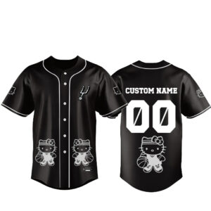 Custom Name and Numer San Antonio Spurs x Hello Kitty Night 2026 Baseball Jersey