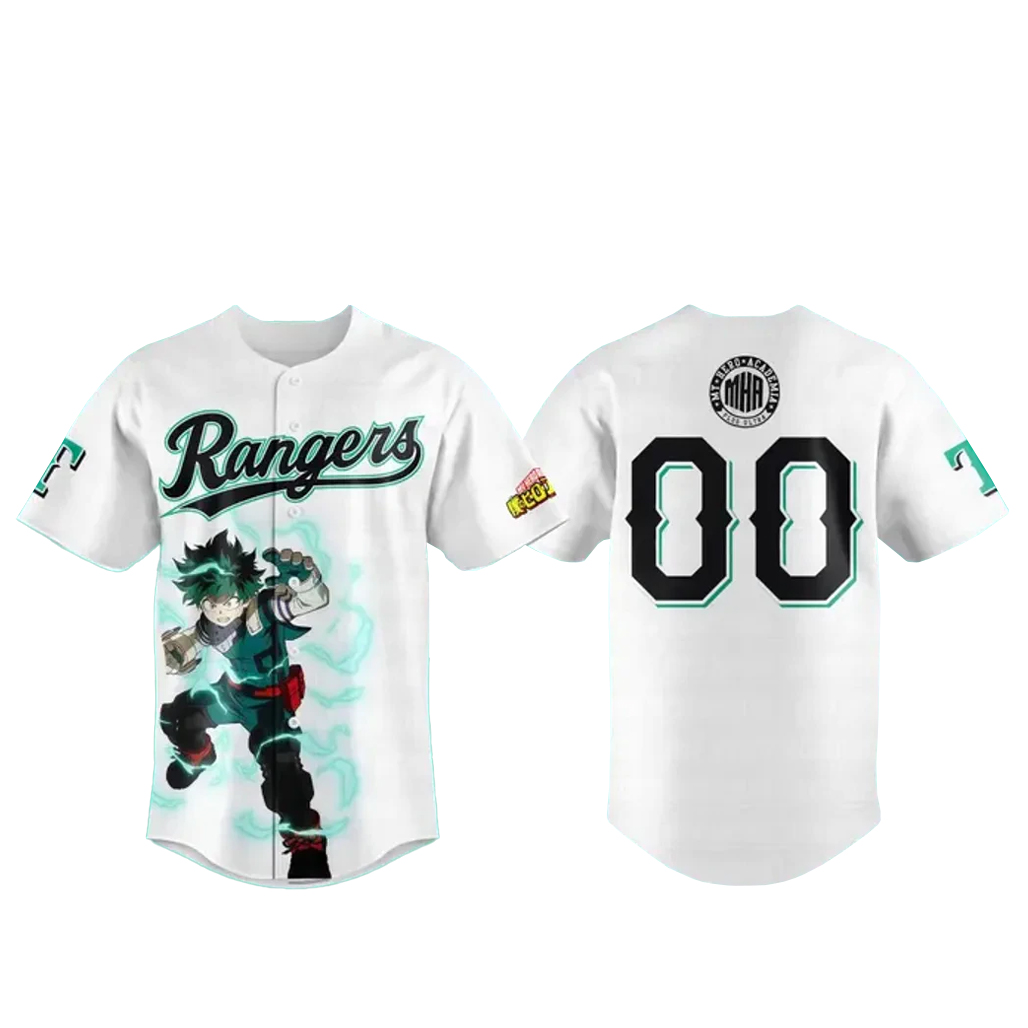 Custom Number Texas Rangers x My Hero Academia Theme Nights 2026 Baseball Jersey 1 Custom Number Texas Rangers x My Hero Academia Theme Nights 2026 Baseball Jersey