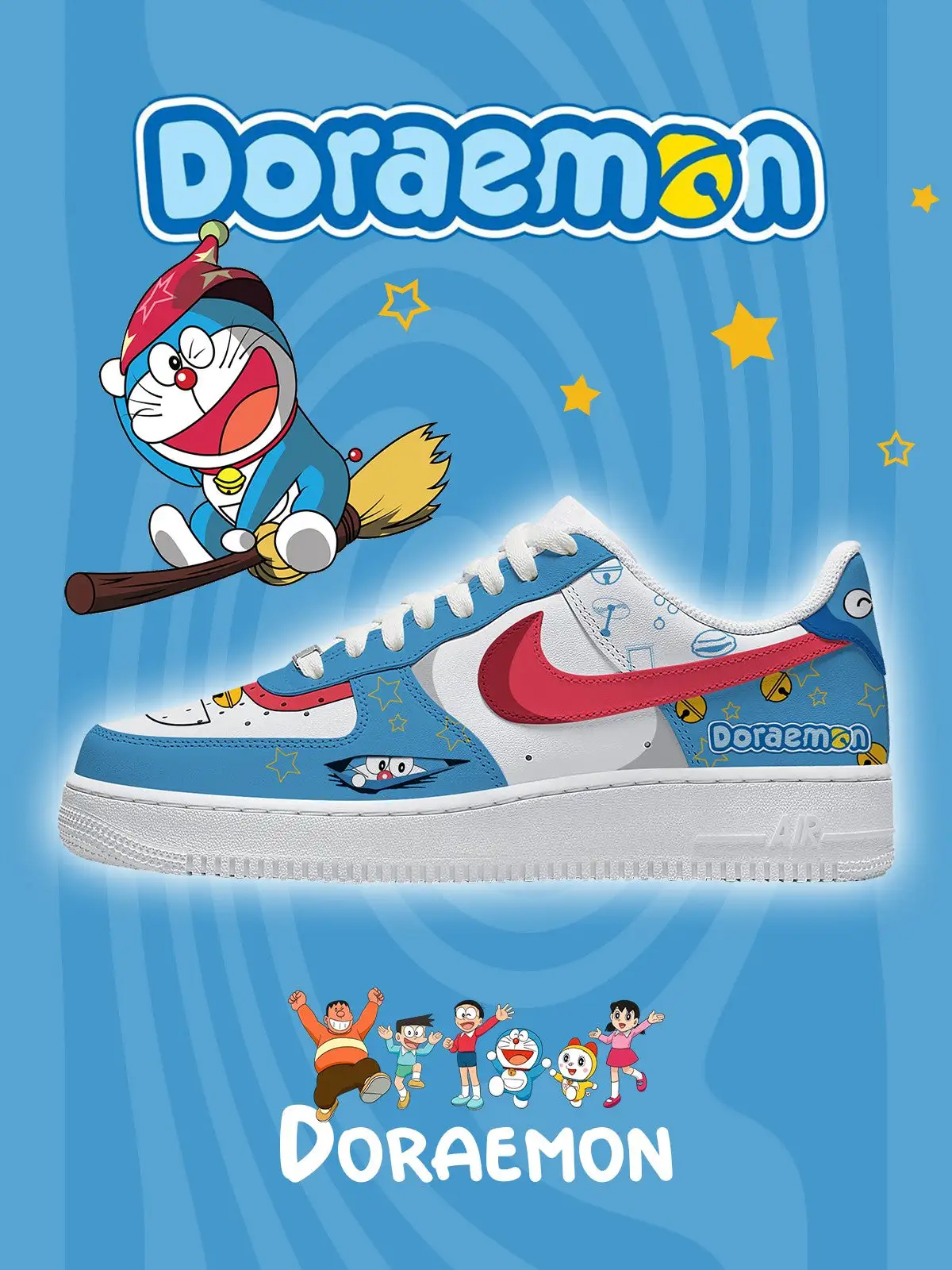 Doraemon Air Force 1 Shoes Sneakers 1 Doraemon Air Force 1 Shoes Sneakers