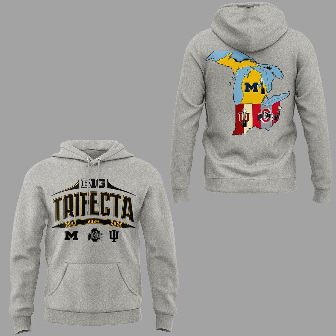 Indiana Hoosiers Michigan Wolverines Ohio State Buckeyes 2026 The Championship Trifecta Shirt 2 Indiana Hoosiers Michigan Wolverines Ohio State Buckeyes 2026 The Championship Trifecta Shirt - Image 2