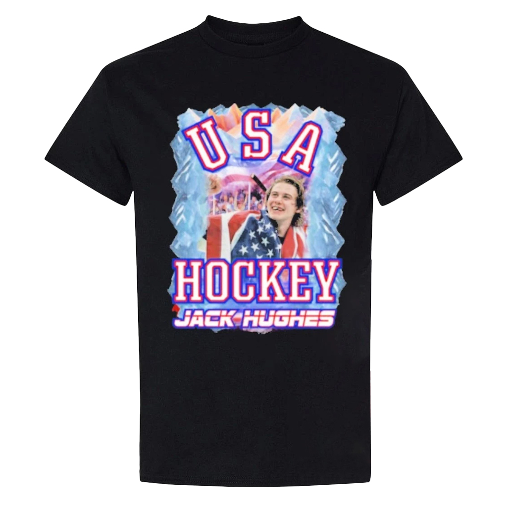Jack Hughes USA Hockey Golden Goal 2026 T-Shirt 1 Jack Hughes USA Hockey Golden Goal 2026 T-Shirt