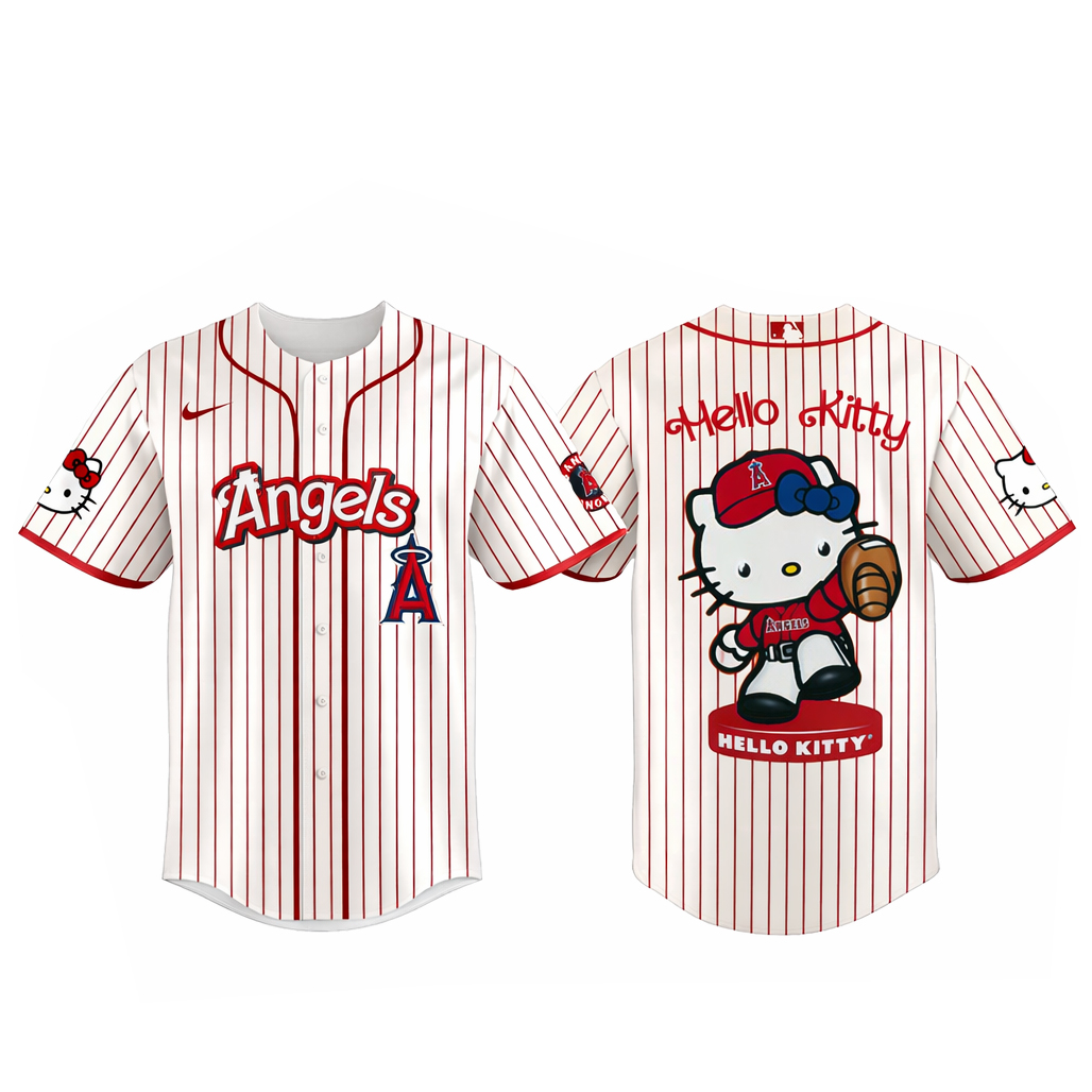 Los Angeles Angels Major League Baseball 2026 Hello Kitty Baseball Jersey 1 Los Angeles Angels Major League Baseball 2026 Hello Kitty Baseball Jersey