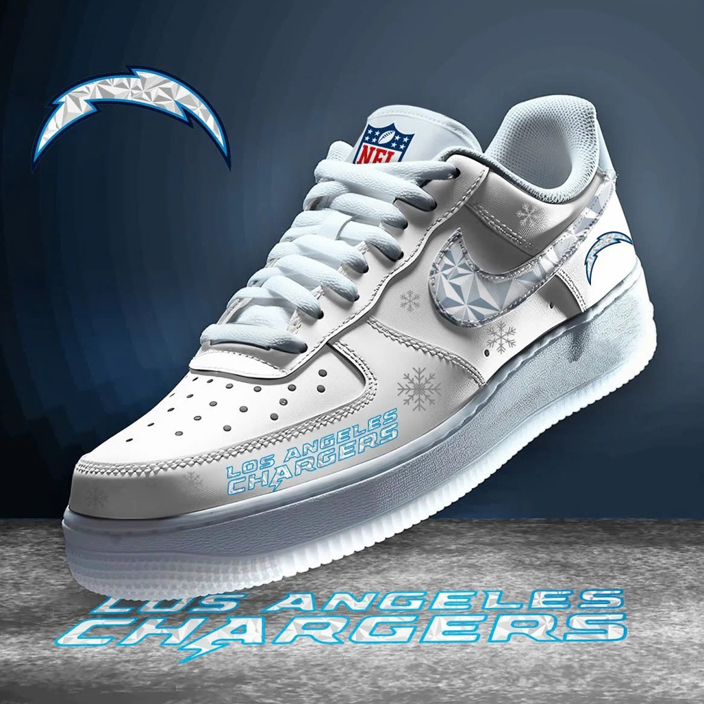 Los Angeles Chargers Football League White Air Force 1 Shoes Sneakers 1 Los Angeles Chargers Football League White Air Force 1 Shoes Sneakers
