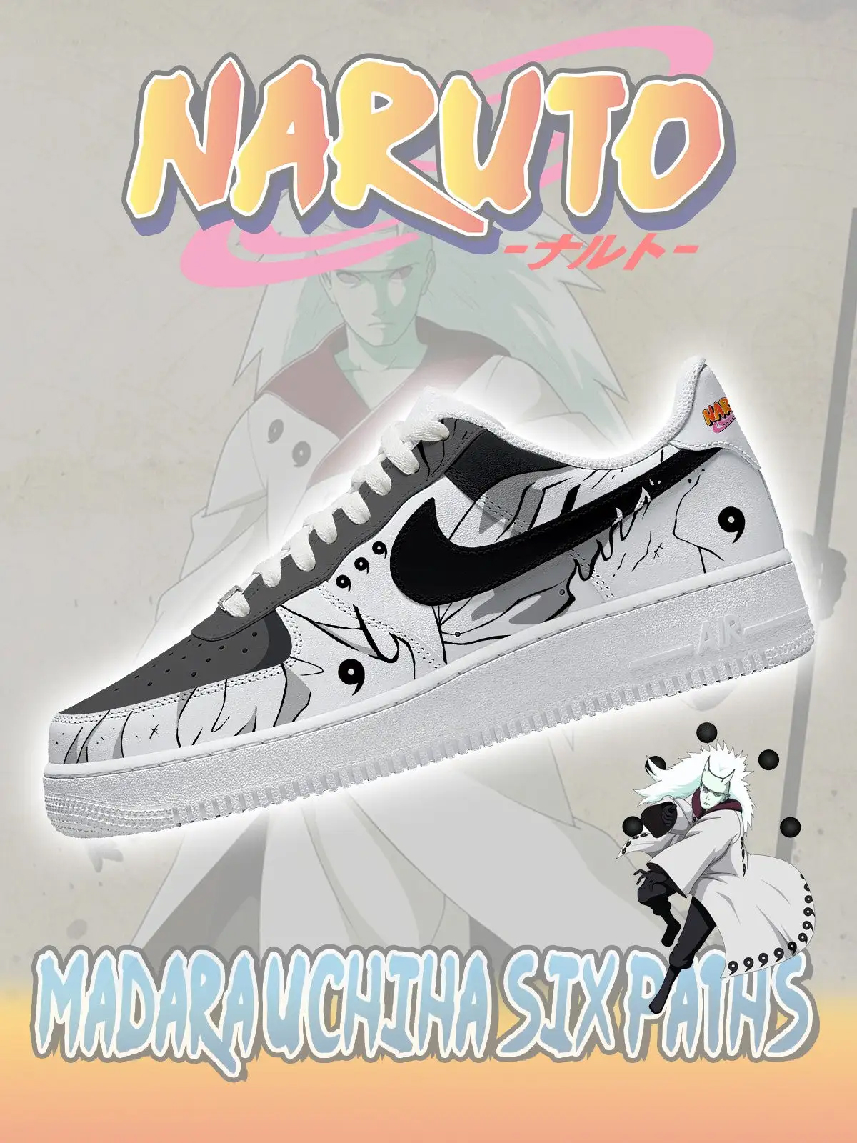 Madara Uchiha Six Paths Air Force 1 Shoes Sneakers 1 Madara Uchiha Six Paths Air Force 1 Shoes Sneakers