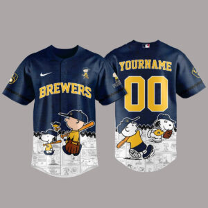 Milwaukee Brewers x Peanuts Night 2026 Personalized Name and Number Baseball Jersey