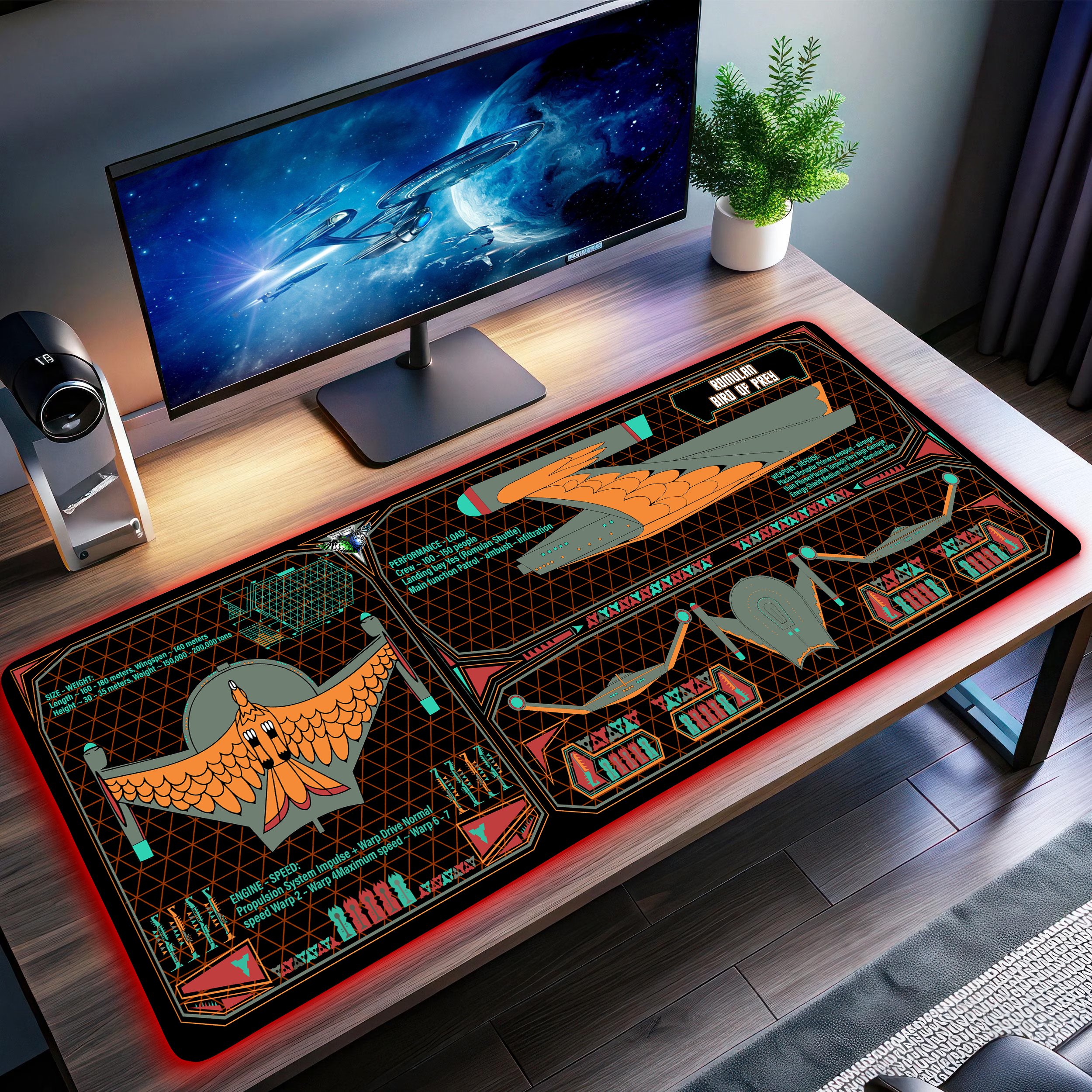 Star Trek - Romulan Bird of Prey LCARS Desk Mat 1 Star Trek - Romulan Bird of Prey LCARS Desk Mat
