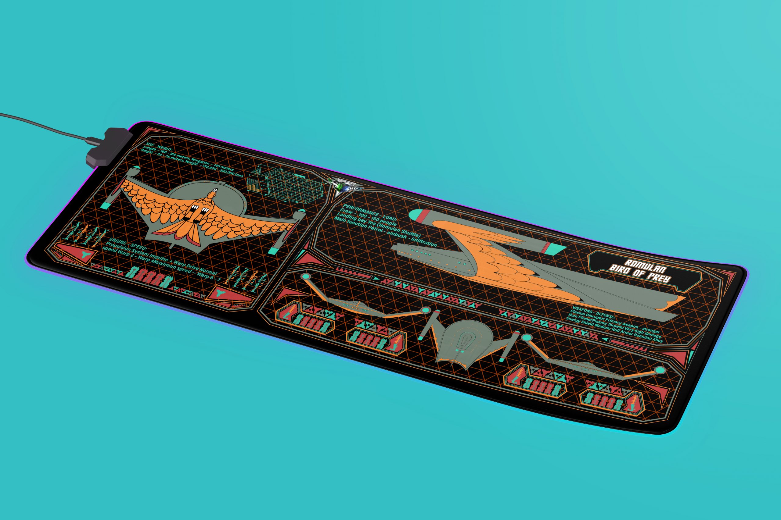 Star Trek - Romulan Bird of Prey LCARS Desk Mat 3 Star Trek - Romulan Bird of Prey LCARS Desk Mat - Image 3