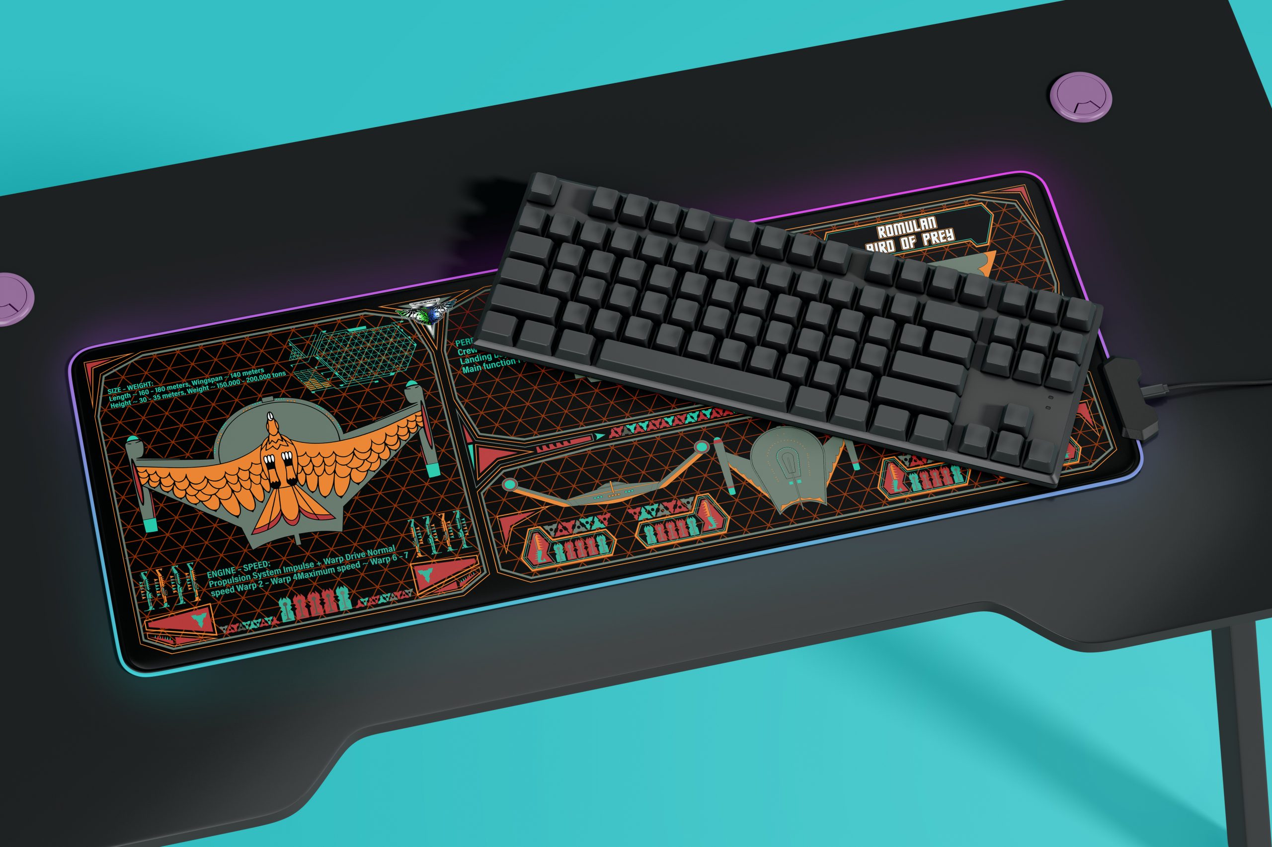 Star Trek - Romulan Bird of Prey LCARS Desk Mat 4 Star Trek - Romulan Bird of Prey LCARS Desk Mat - Image 4