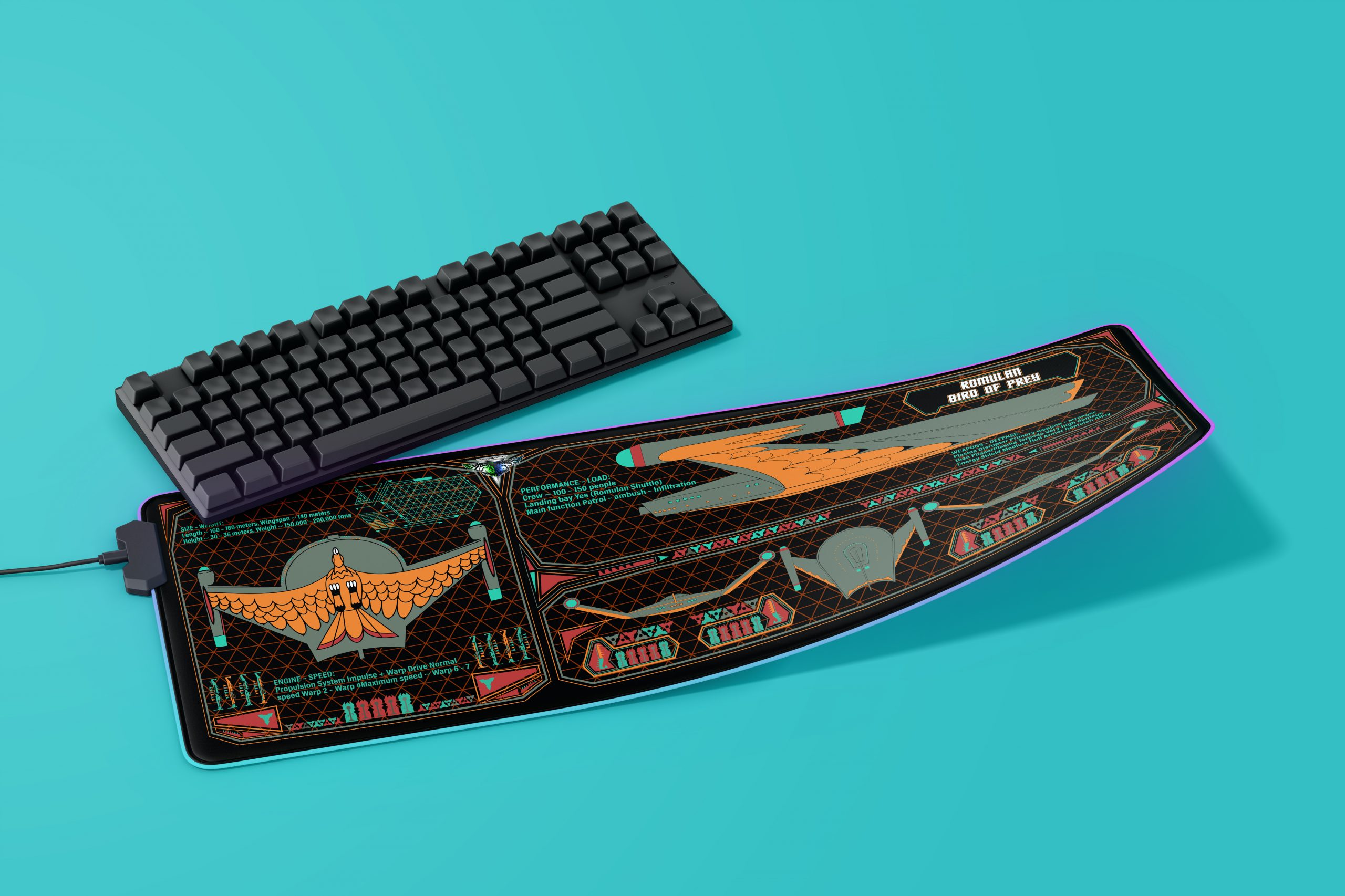 Star Trek - Romulan Bird of Prey LCARS Desk Mat 5 Star Trek - Romulan Bird of Prey LCARS Desk Mat - Image 5