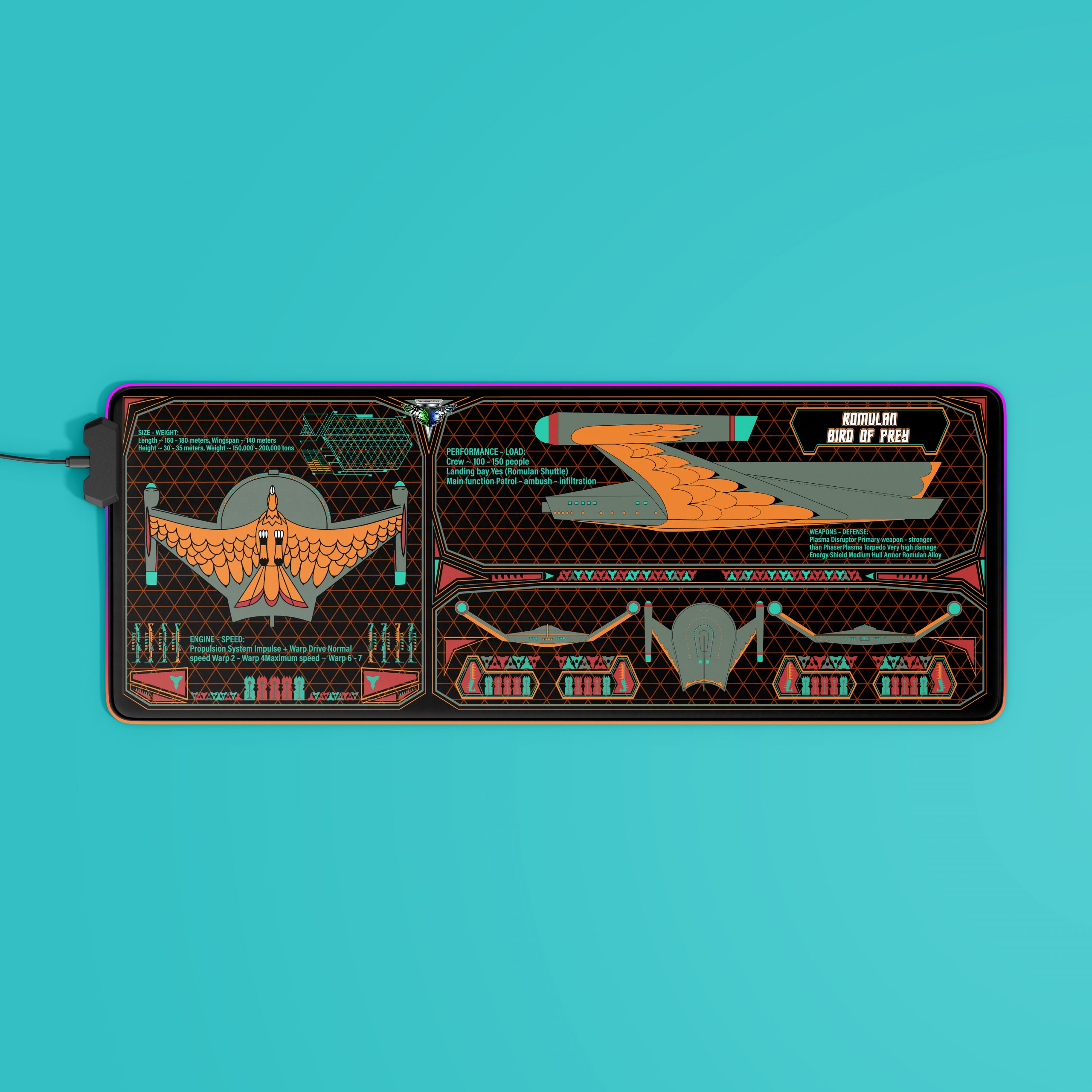 Star Trek - Romulan Bird of Prey LCARS Desk Mat 2 Star Trek - Romulan Bird of Prey LCARS Desk Mat - Image 2