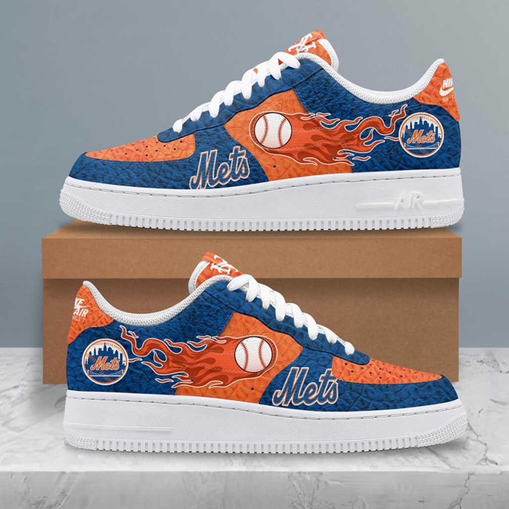 New York Mets Baseball Air Force 1 Shoes Sneakers 1 New York Mets Baseball Air Force 1 Shoes Sneakers