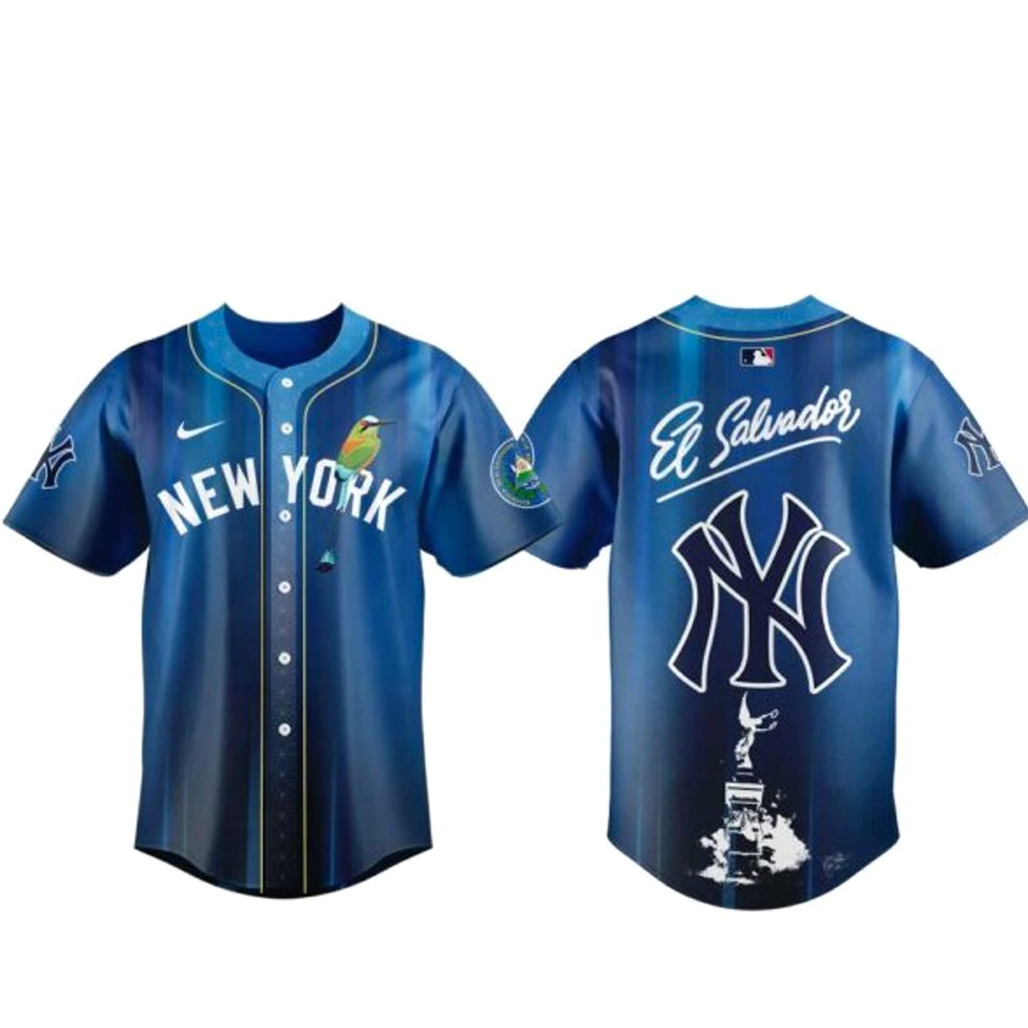 New York Yankees Salvadoran Heritage Day 2026 Baseball Jersey 1 New York Yankees Salvadoran Heritage Day 2026 Baseball Jersey