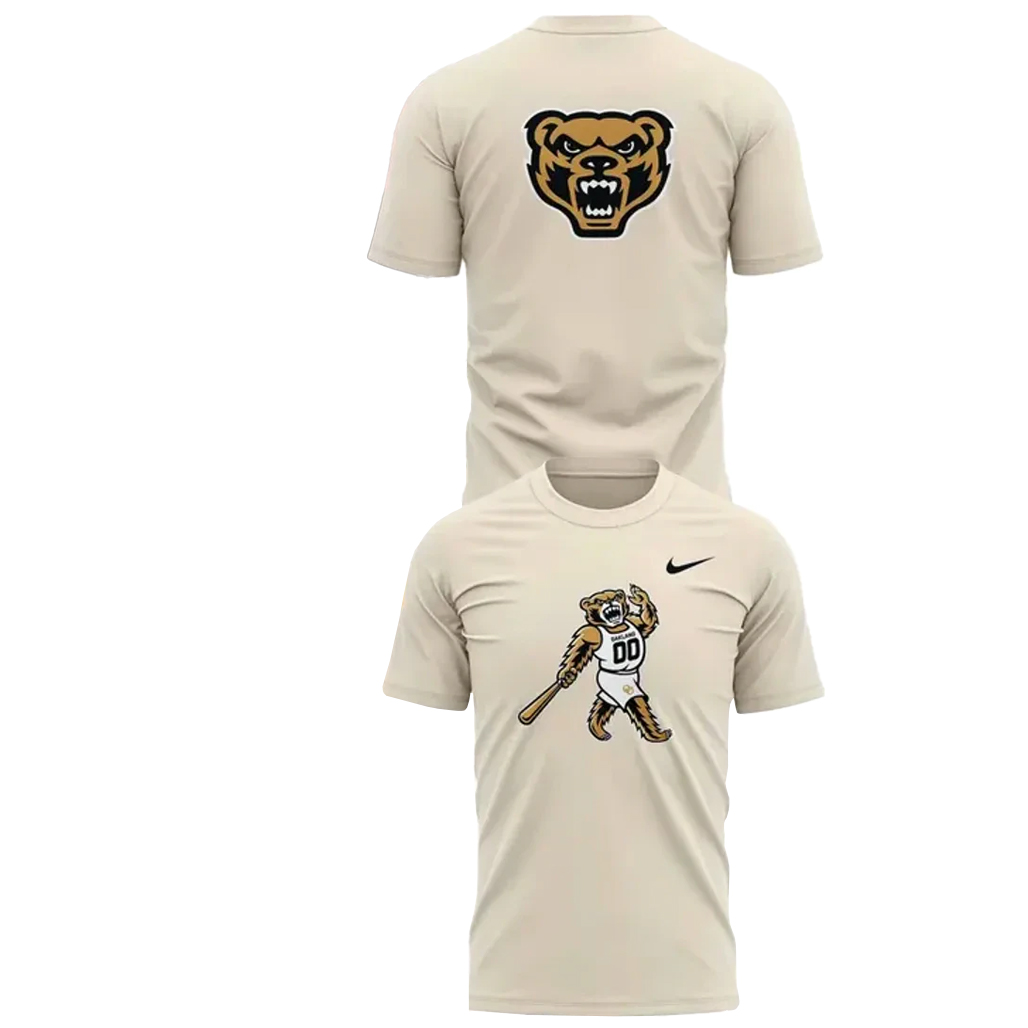 Oakland University Baseball Retro Mascot Shirt 1 Oakland University Baseball Retro Mascot T-Shirt