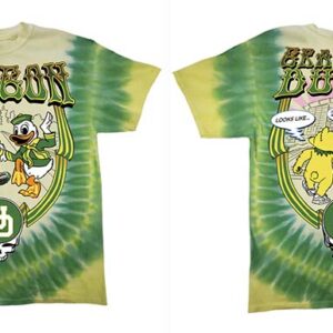 Oregon Ducks Grateful Dead 26 Yellow Bear & Mascot Tie-Dye Shirt