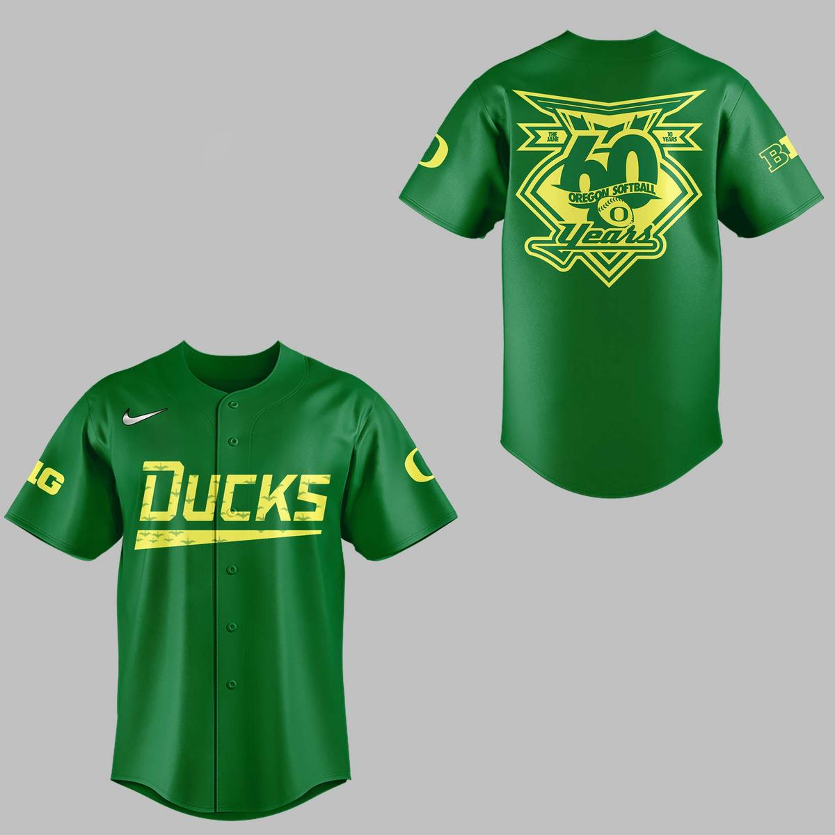 Oregon Ducks Softball Celebrating 60 Years 2026 Baseball Jersey 1 Oregon Ducks Softball Celebrating 60 Years 2026 Baseball Jersey