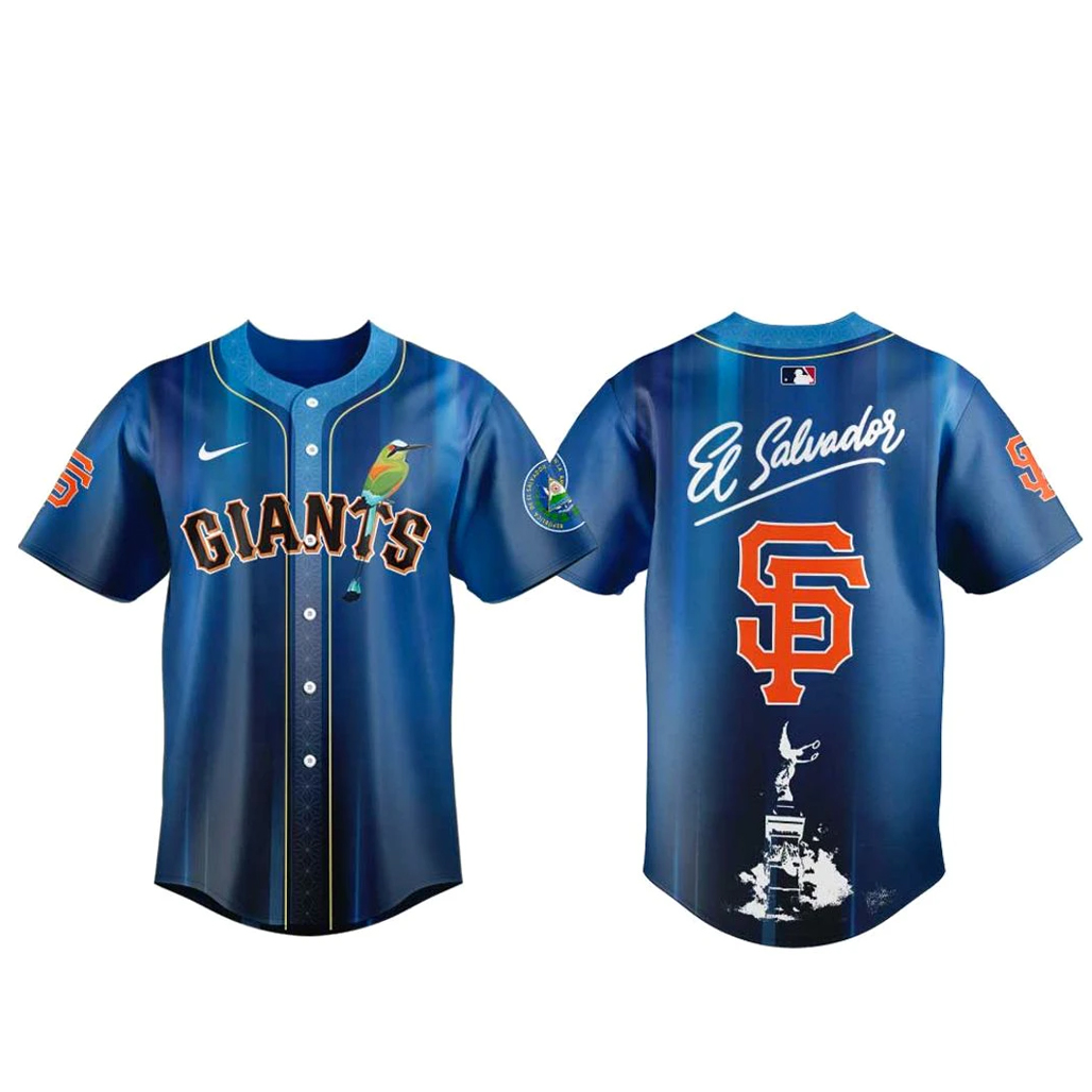 San Francisco Giants Salvadoran Heritage Day 2026 Baseball Jersey 1 San Francisco Giants Salvadoran Heritage Day 2026 Baseball Jersey