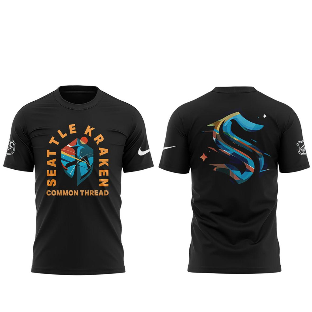 Seattle Kraken Black Hockey History Night 2026 Common Thread Shirt 1 Seattle Kraken Black Hockey History Night 2026 Common Thread T-Shirt