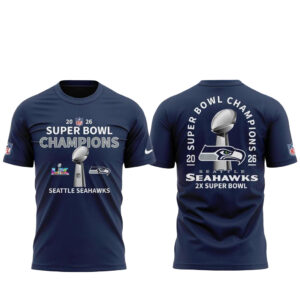 Seattle Seahawks 2026 Super Bowl LX 2X Champions T-Shirt