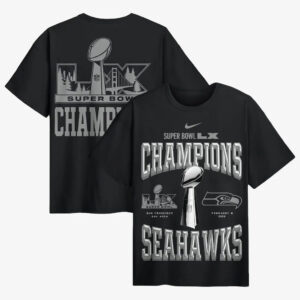 Seattle Seahawks Black Super Bowl LX Champions 2026 Locker Room T-Shirt