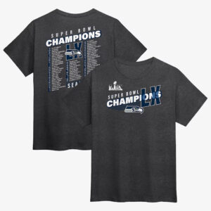 Seattle Seahawks Heather Charcoal Super Bowl LX Champions Best Teammates Roster T-Shirt