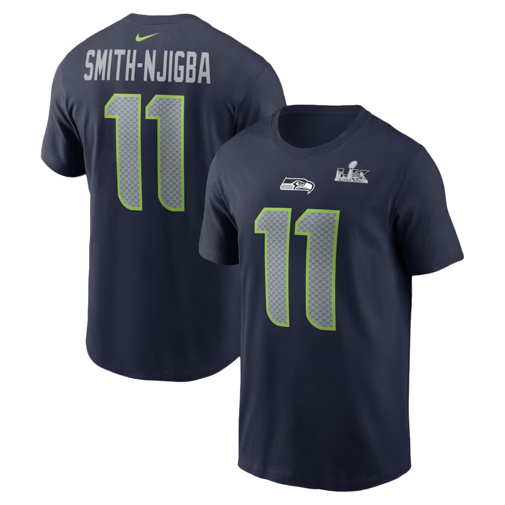 Seattle Seahawks Jaxon Smith-Njigba Super Bowl LX Name & Number T-Shirt 1 Seattle Seahawks Jaxon Smith-Njigba Super Bowl LX Name & Number T-Shirt