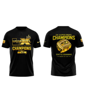 Seattle Seahawks Super Bowl LX Champions 2026 Golden Diamond Ring T-Shirt