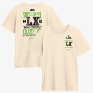 Seattle Seahawks Super Bowl LX Champions Emerald City Football T-Shirt