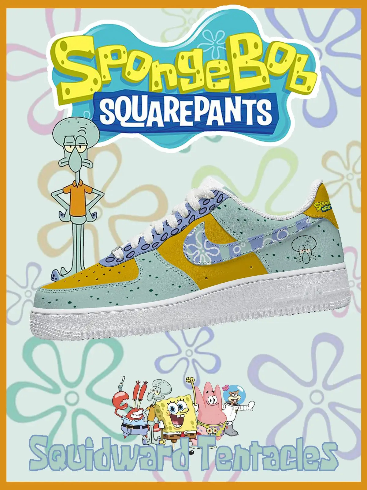 Spongebob Squidward Tentacles Air Force 1 Shoes Sneakers 1 Spongebob Squidward Tentacles Air Force 1 Shoes Sneakers