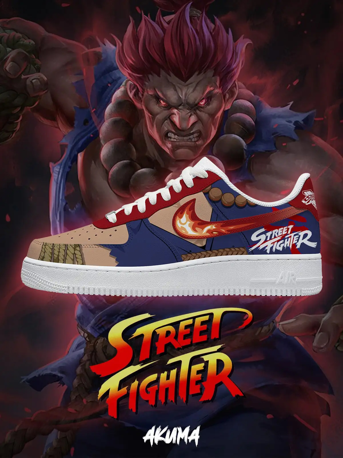 Street Fighter Akuma Air Force 1 Shoes Sneakers 1 Street Fighter Akuma Air Force 1 Shoes Sneakers