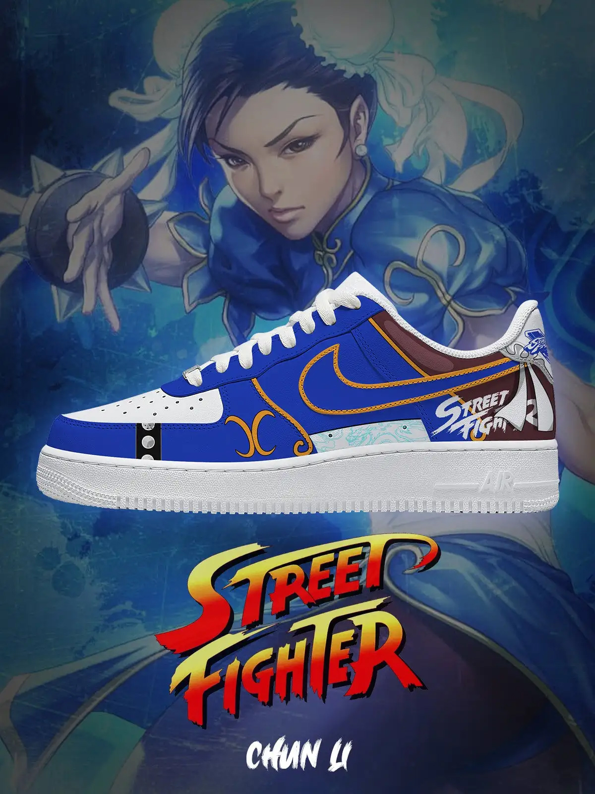 Street Fighter Chun-Li Air Force 1 Shoes Sneakers 1 Street Fighter Chun-Li Air Force 1 Shoes Sneakers