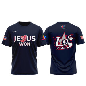 Team USA x Jesus Won 2026 World Baseball Classic Navy T-Shirt