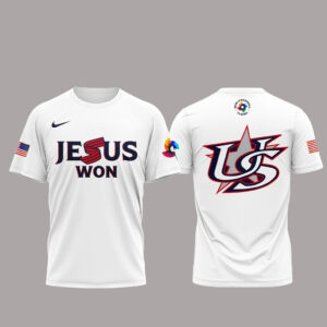 Team USA x Jesus Won 2026 World Baseball Classic White T-Shirt