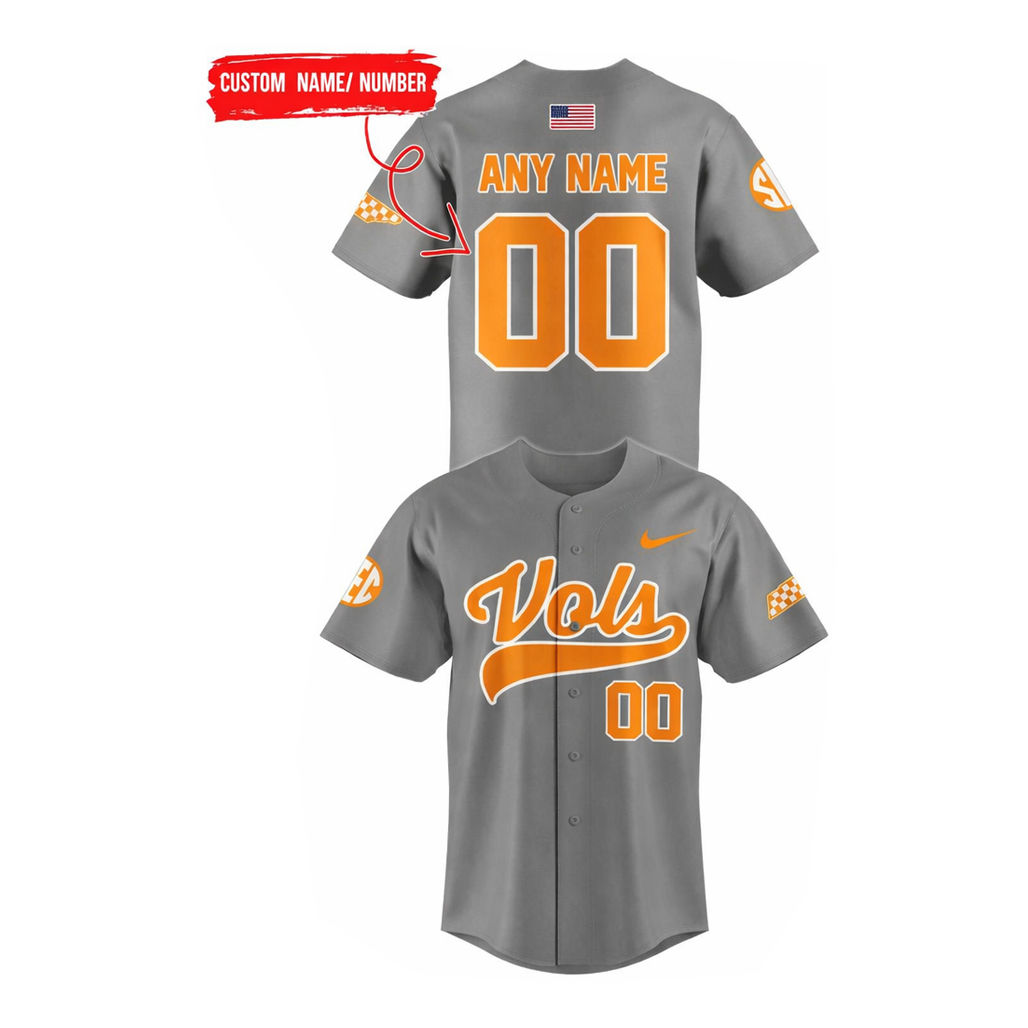 Tennessee Volunteers Baseball 2026 Smokey Grey Personalized Name and Number Baseball Jersey 1 Tennessee Volunteers Baseball 2026 Smokey Grey Personalized Name and Number Baseball Jersey