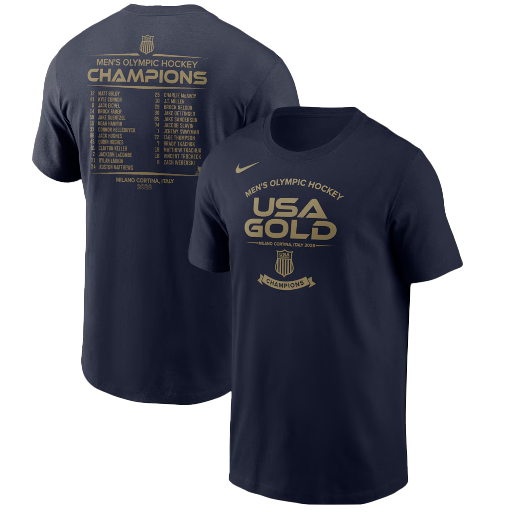 USA Hockey 2026 Winter Olympics Gold Medal Roster T-Shirt 1 USA Hockey 2026 Winter Olympics Gold Medal Roster T-Shirt