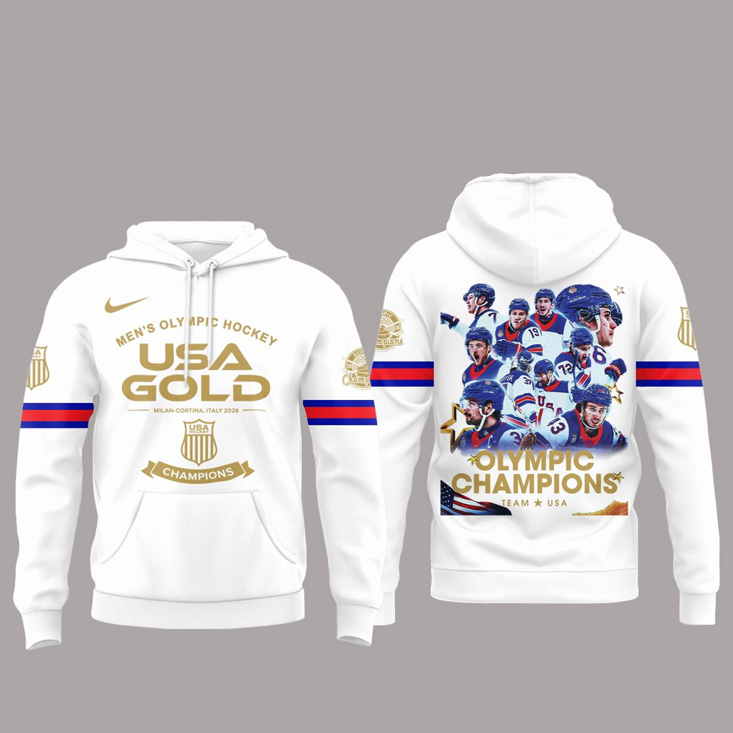 USA Ice Hockey Team Olympic 2026 Golden Men All White Shirt 2 USA Ice Hockey Team Olympic 2026 Golden Men All White Hoodie