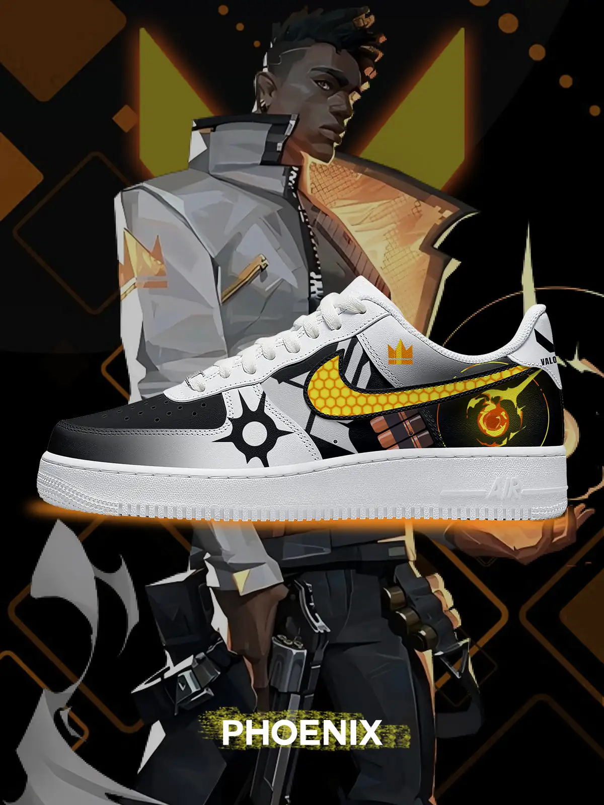 Valorant Phoenix Air Force 1 Shoes Sneakers 1 Valorant Phoenix Air Force 1 Shoes Sneakers