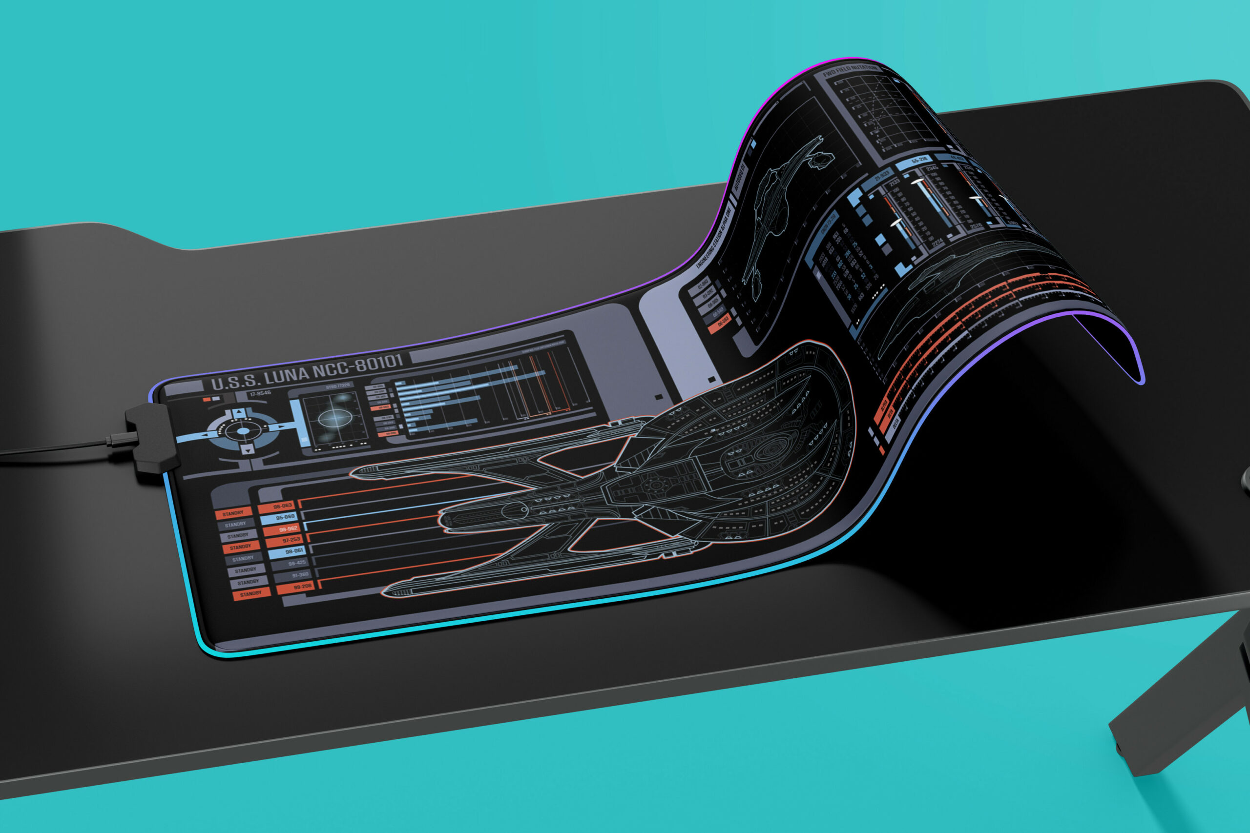 Sean Tourangeau Luna LCARS LED Desk Mat 2 Sean Tourangeau Luna LCARS LED Desk Mat - Image 2