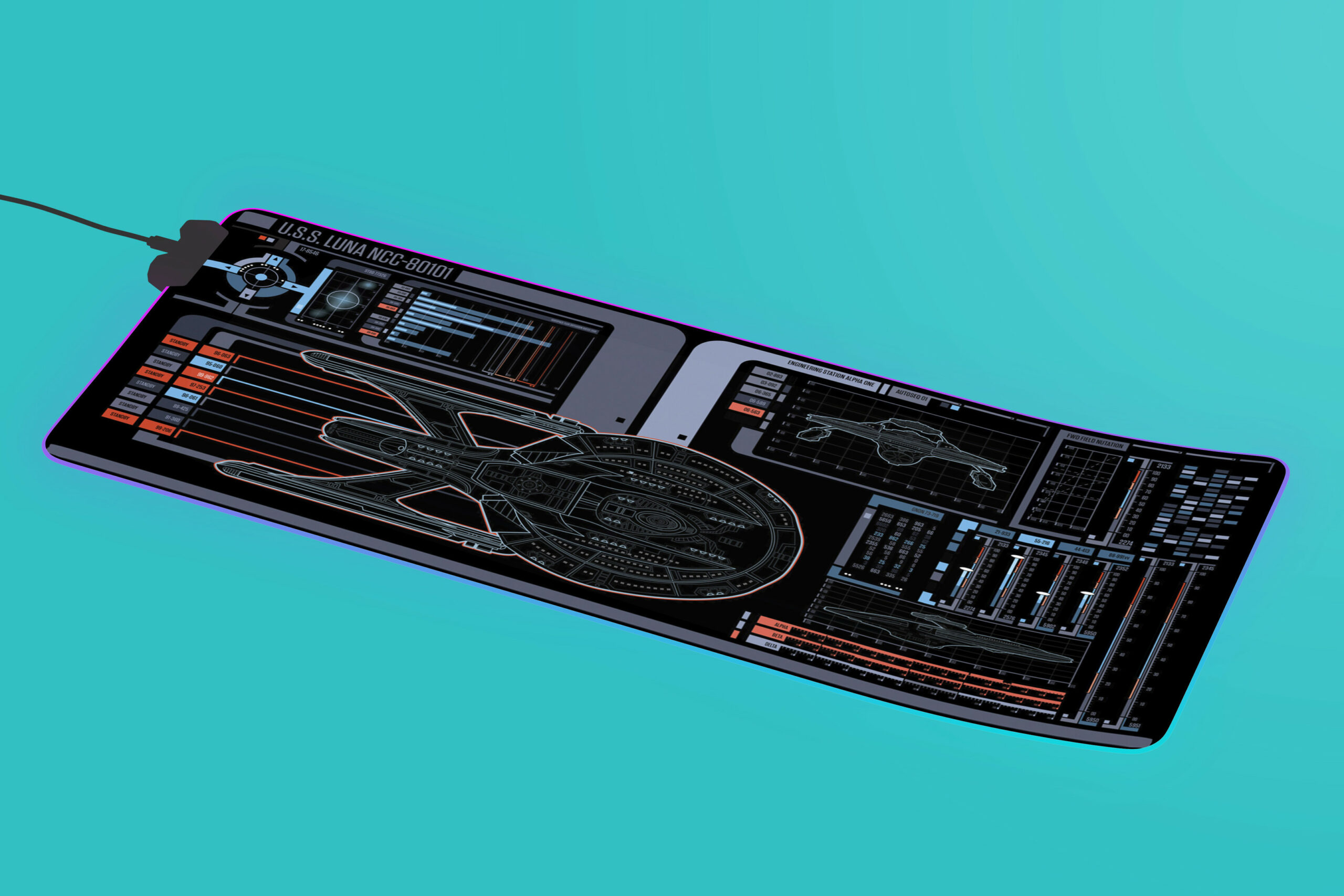 Sean Tourangeau Luna LCARS LED Desk Mat 3 Sean Tourangeau Luna LCARS LED Desk Mat - Image 3