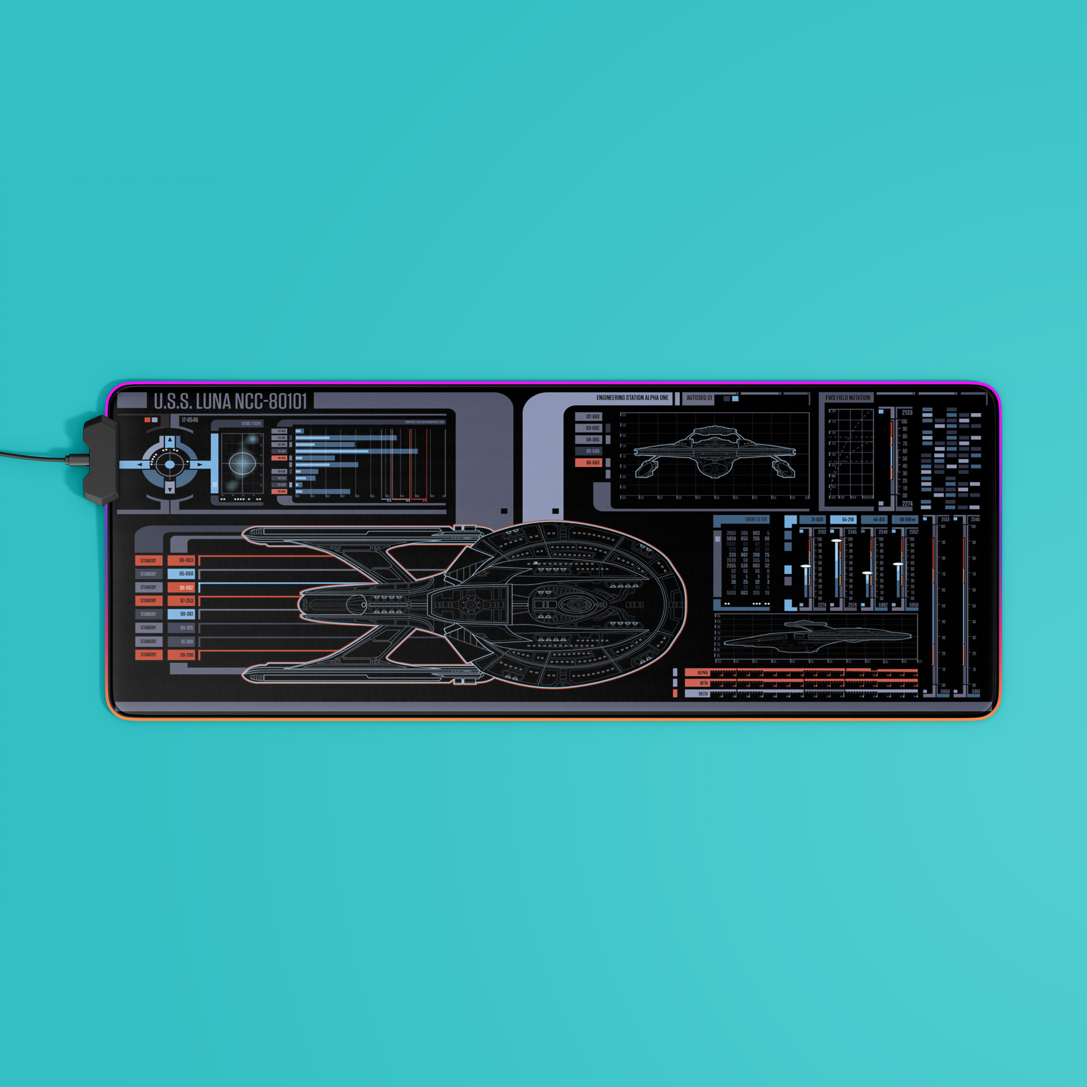 Sean Tourangeau Luna LCARS LED Desk Mat 6 Sean Tourangeau Luna LCARS LED Desk Mat - Image 6