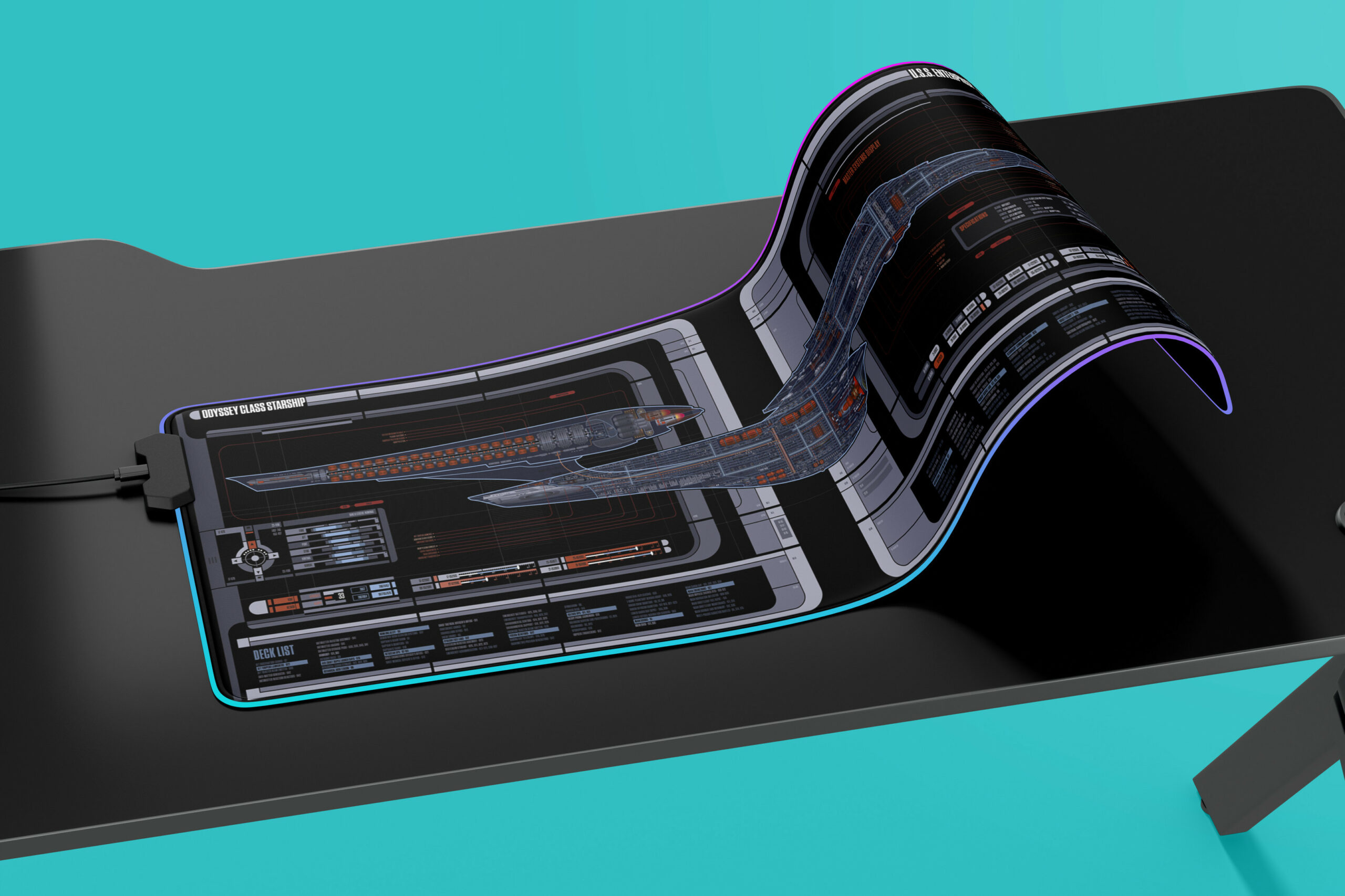 The Enterprise NCC-1701-F Odyssey Class Starship LED Desk Mat 2 The Enterprise NCC-1701-F Odyssey Class Starship LED Desk Mat - Image 2