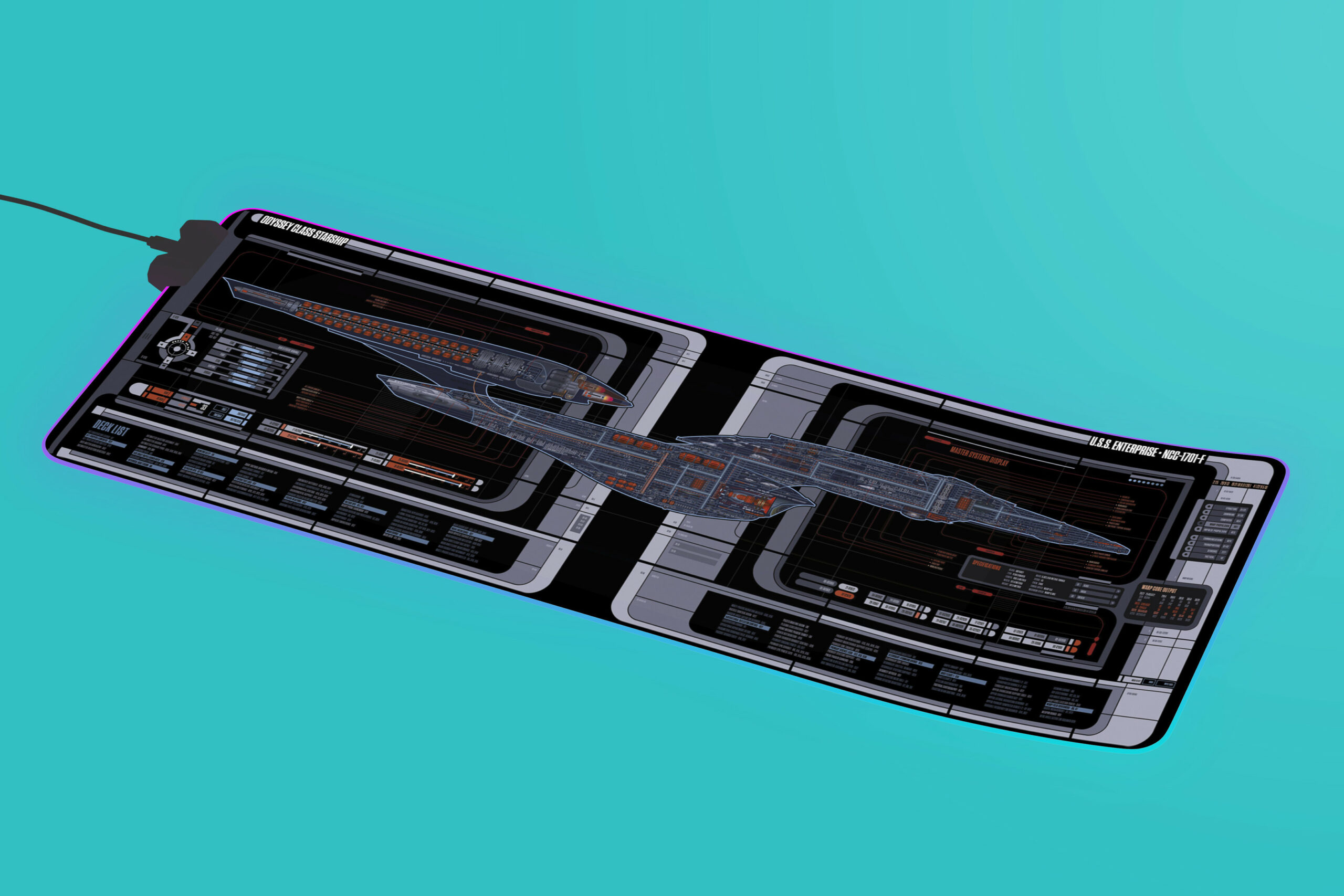 The Enterprise NCC-1701-F Odyssey Class Starship LED Desk Mat 3 The Enterprise NCC-1701-F Odyssey Class Starship LED Desk Mat - Image 3